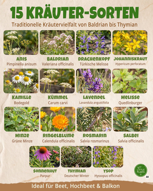 Bio-Heilkräuter Samen Set mit 15 Sorten