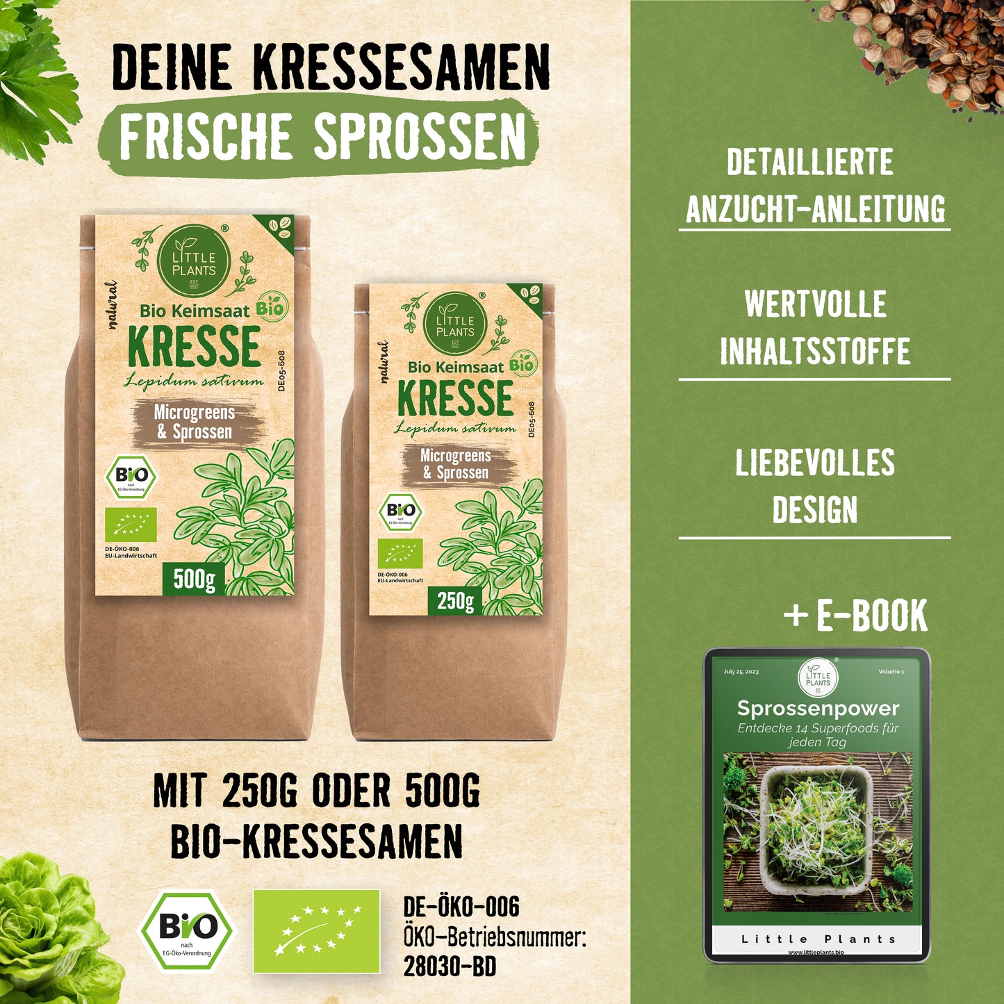 Bio Kresse Keimsaat 250g und 500g