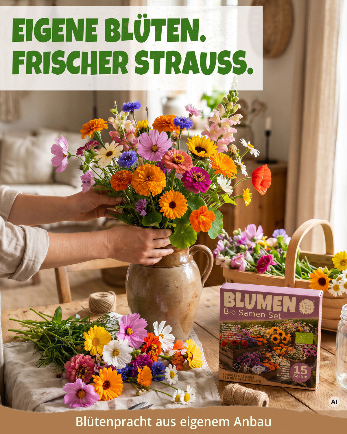Bio-Blumensamen Set mit 15 Sorten
