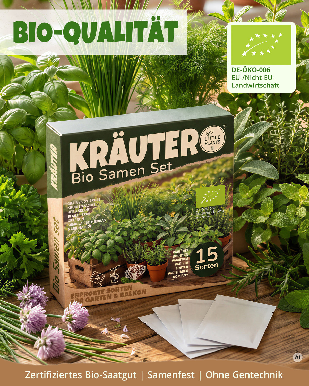 Bio Kräutersamen Probierset mit 15 Sorten
