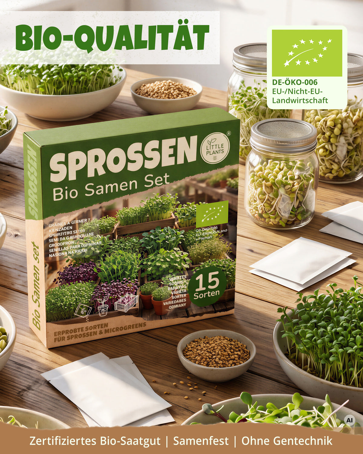 Bio Sprossen- & Microgreens Set mit 15 Sorten