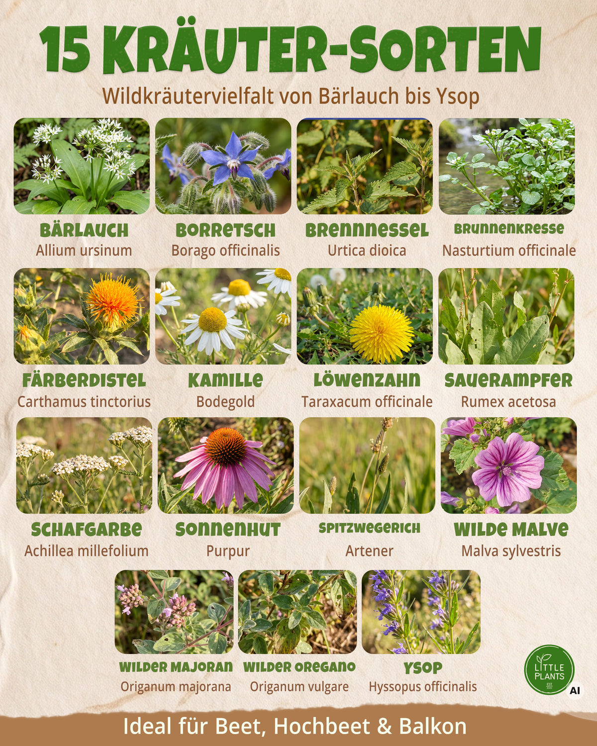 Bio-Wildkräuterset mit 15 Sorten