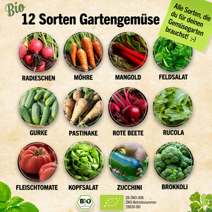 Bio-Gemüsesamen Set mit 12 Sorten