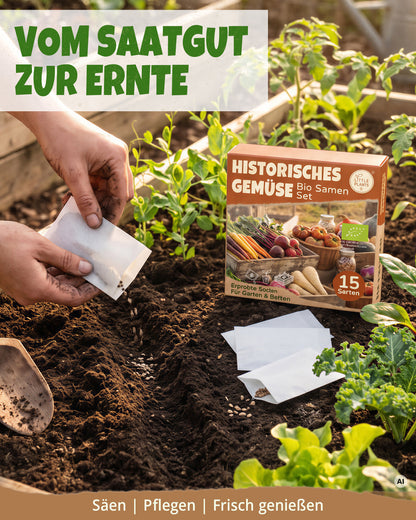 Bio Historisches Gemüse Samen Set mit 15 Sorten