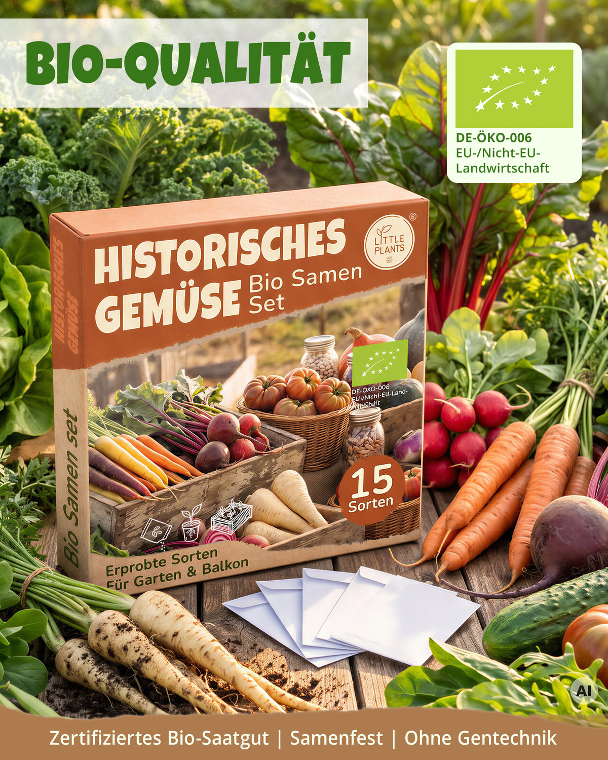 Bio Historisches Gemüse Samen Set mit 15 Sorten