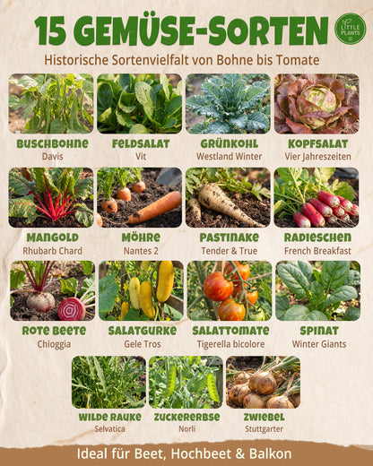 Bio Historisches Gemüse Samen Set mit 15 Sorten