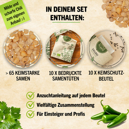 Bio-Chili Samen Set mit 10 Sorten