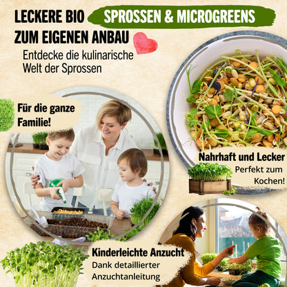 Bio Sprossen und Microgreen Probierset mit 14 Sorten