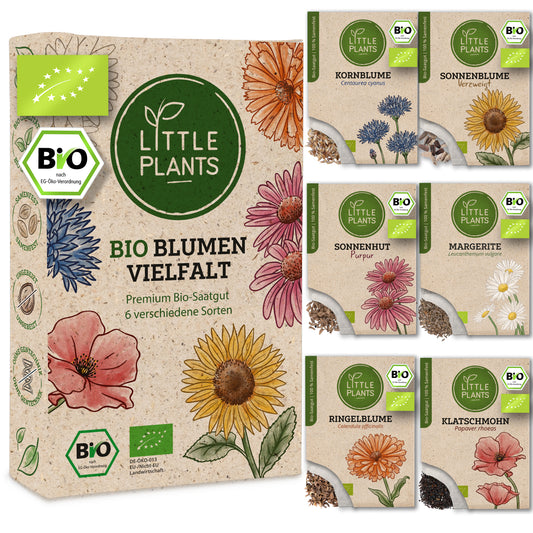 Bio-Blumenvielfalt Samen Set mit 6 beliebten Sorten