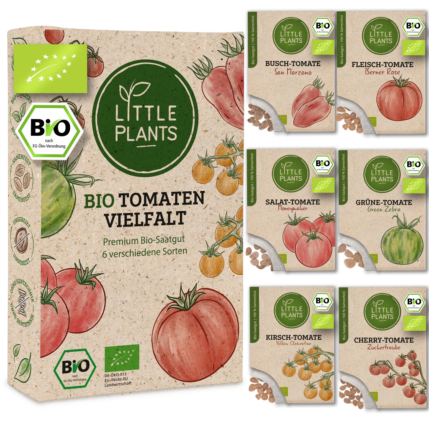 Bio-Tomatenvielfalt Samen Set mit 6 beliebten Sorten